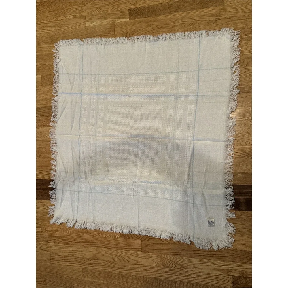 White Pastel Stripe Lovey Fringe Japan Vintage Baby Kisses‎ Security Blanket